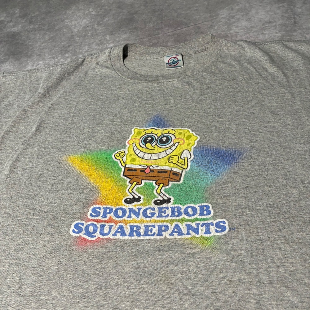 Vintage SpongeBob SquarePants Rainbow Star Graphic T-Shirt Delta Pro Weight 3XL